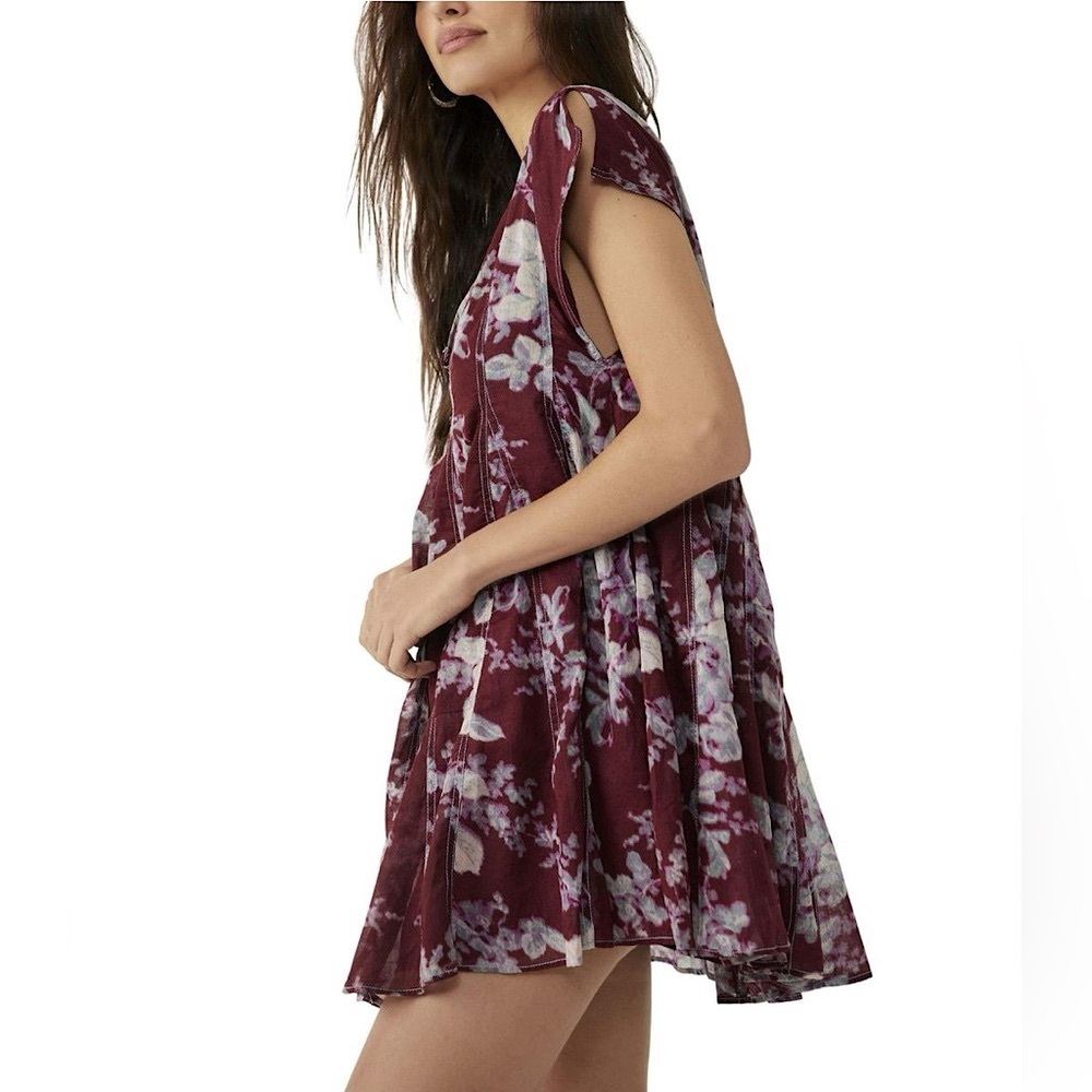 NEW Free People Sully Dress In Raisin Combo - Picture 13 of 13